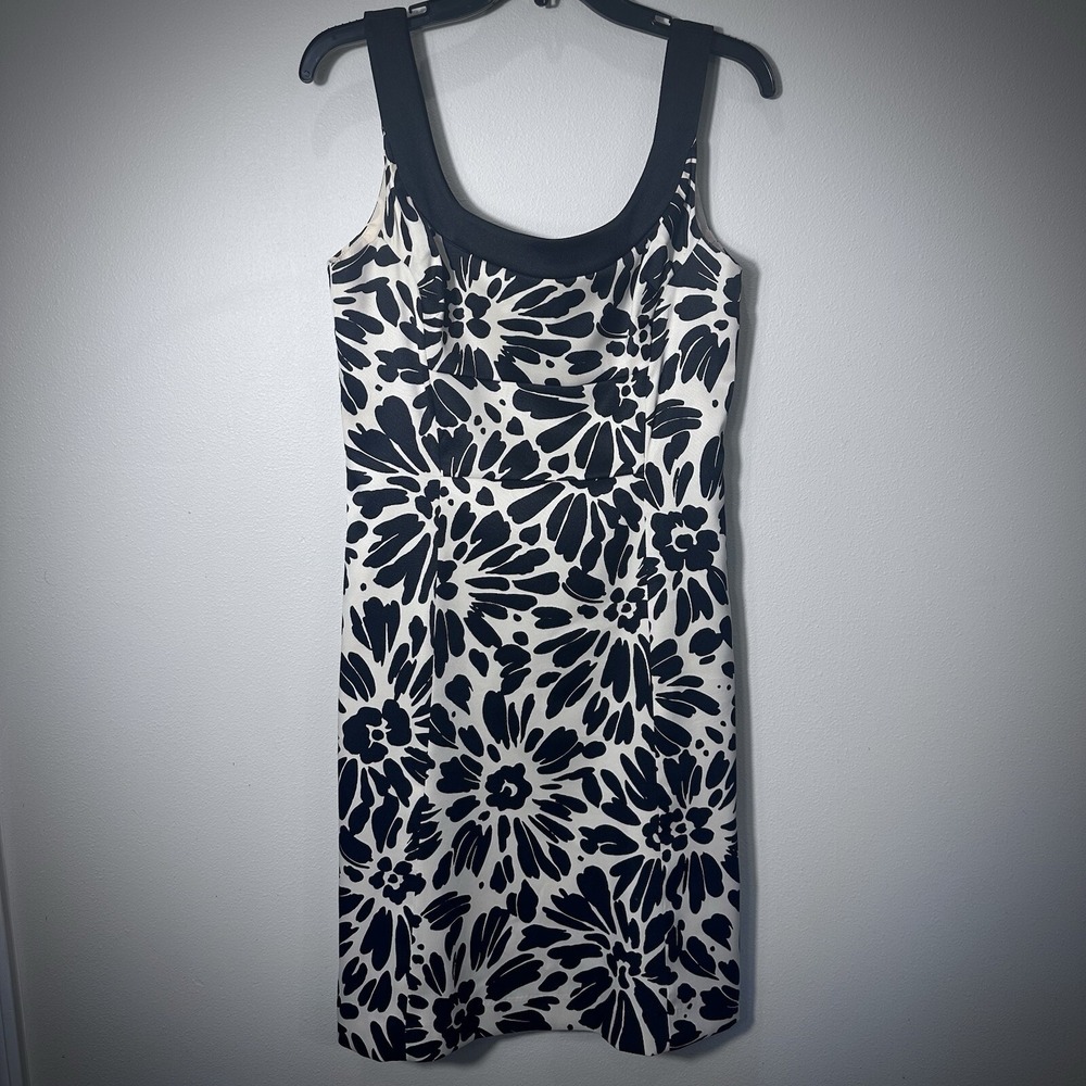 Evan‎ Picone Women's size 12  Black/Beige A-Line Floral Sleeveless Dress